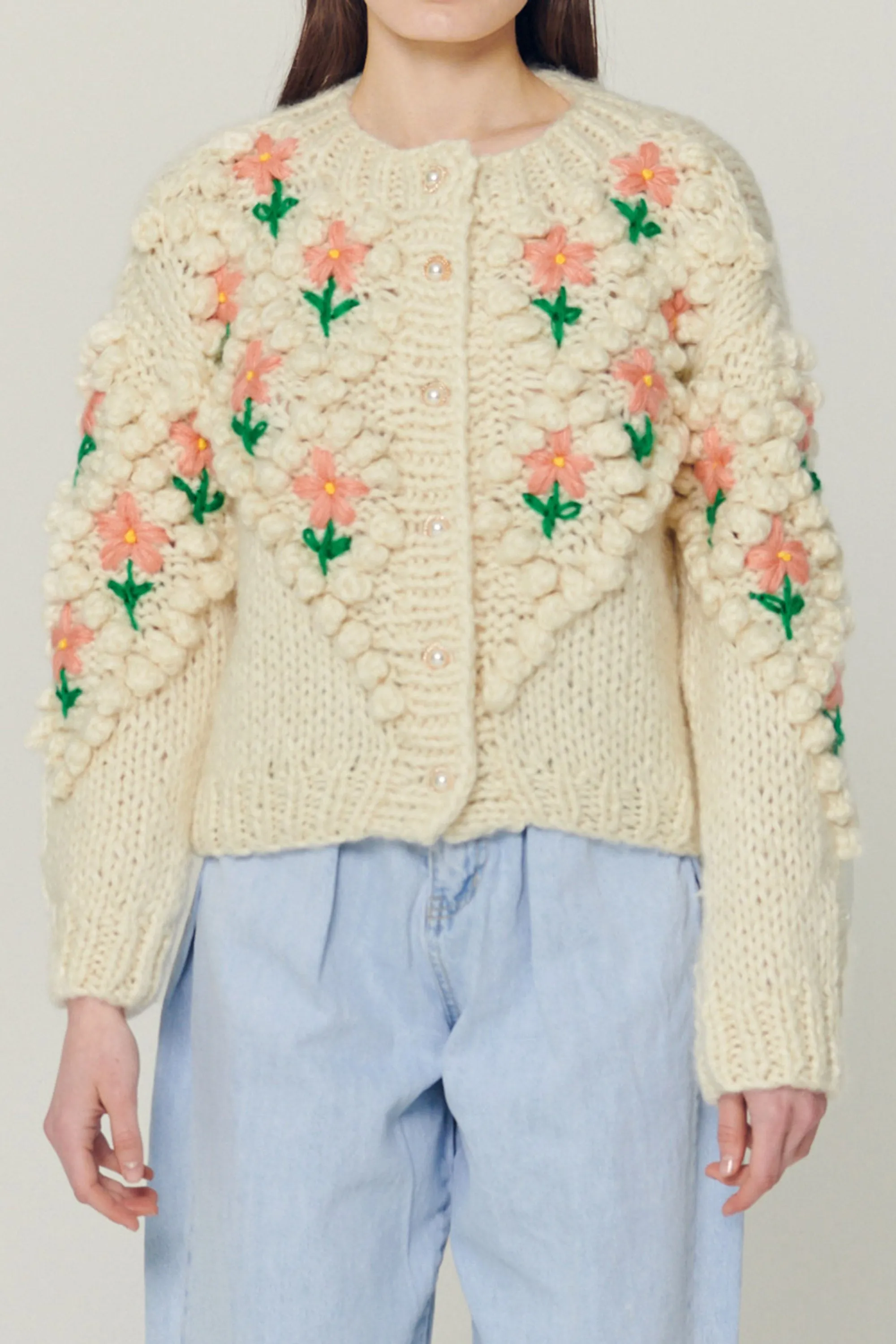 Lily Floral Embroidered Knit Cardigan