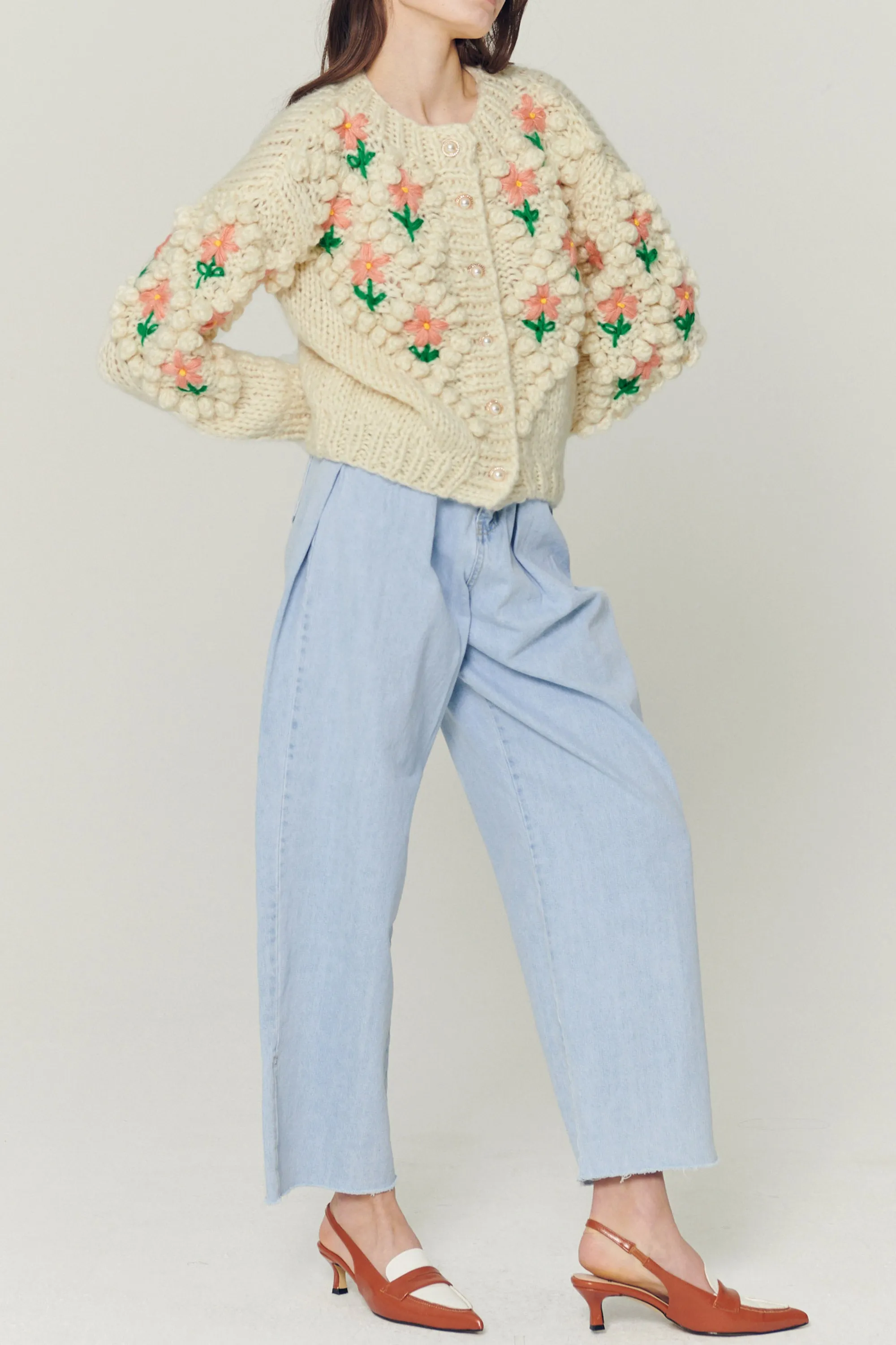 Lily Floral Embroidered Knit Cardigan