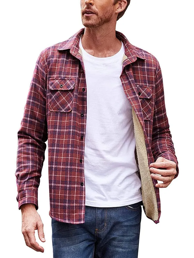 Lined Flannel Plaid Long Sleeve Shirt (US Only)