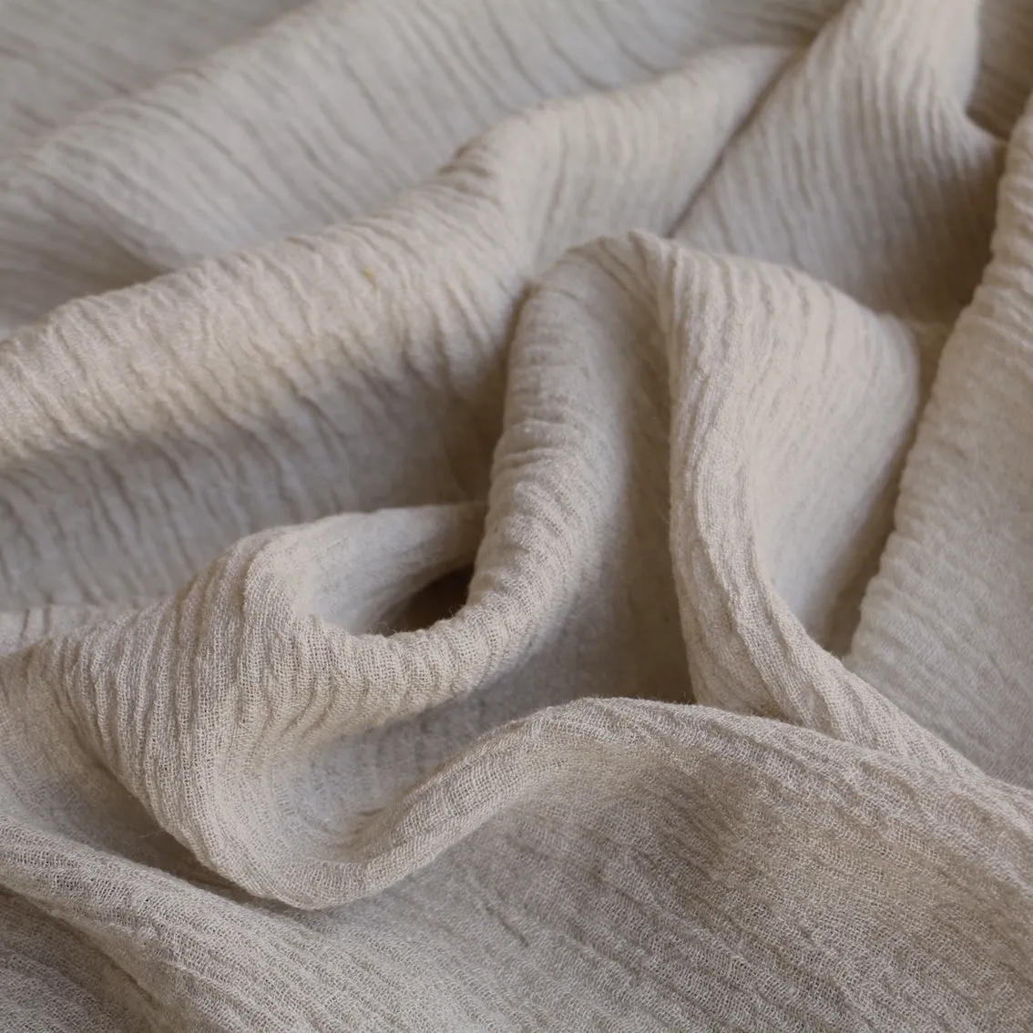 Lisbon Sand Crinkle Linen