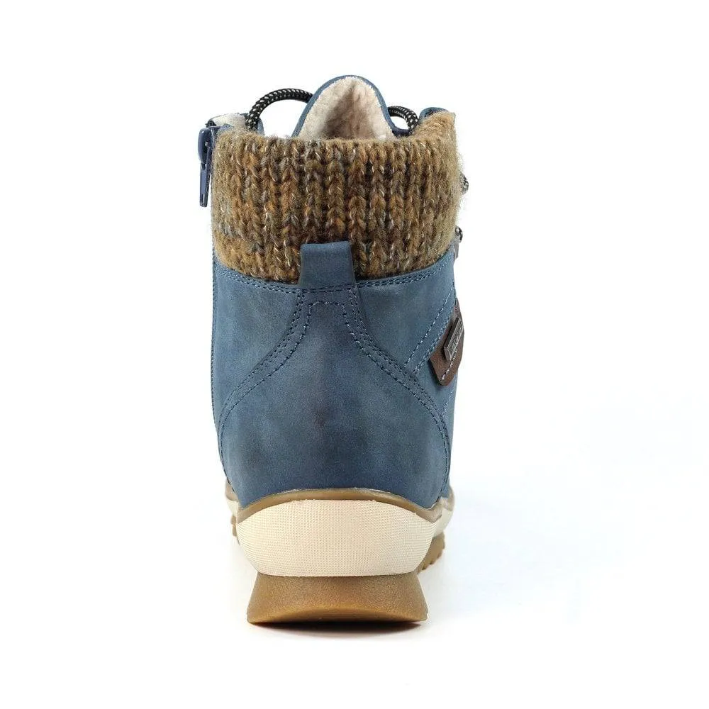 Lunar GLB150 Sycamore Ladies Blue Waterproof Zip & Lace Ankle Boots