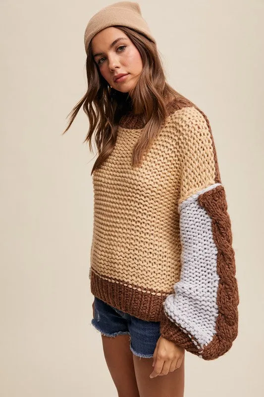 Mattie Crochet Color Block Sweater