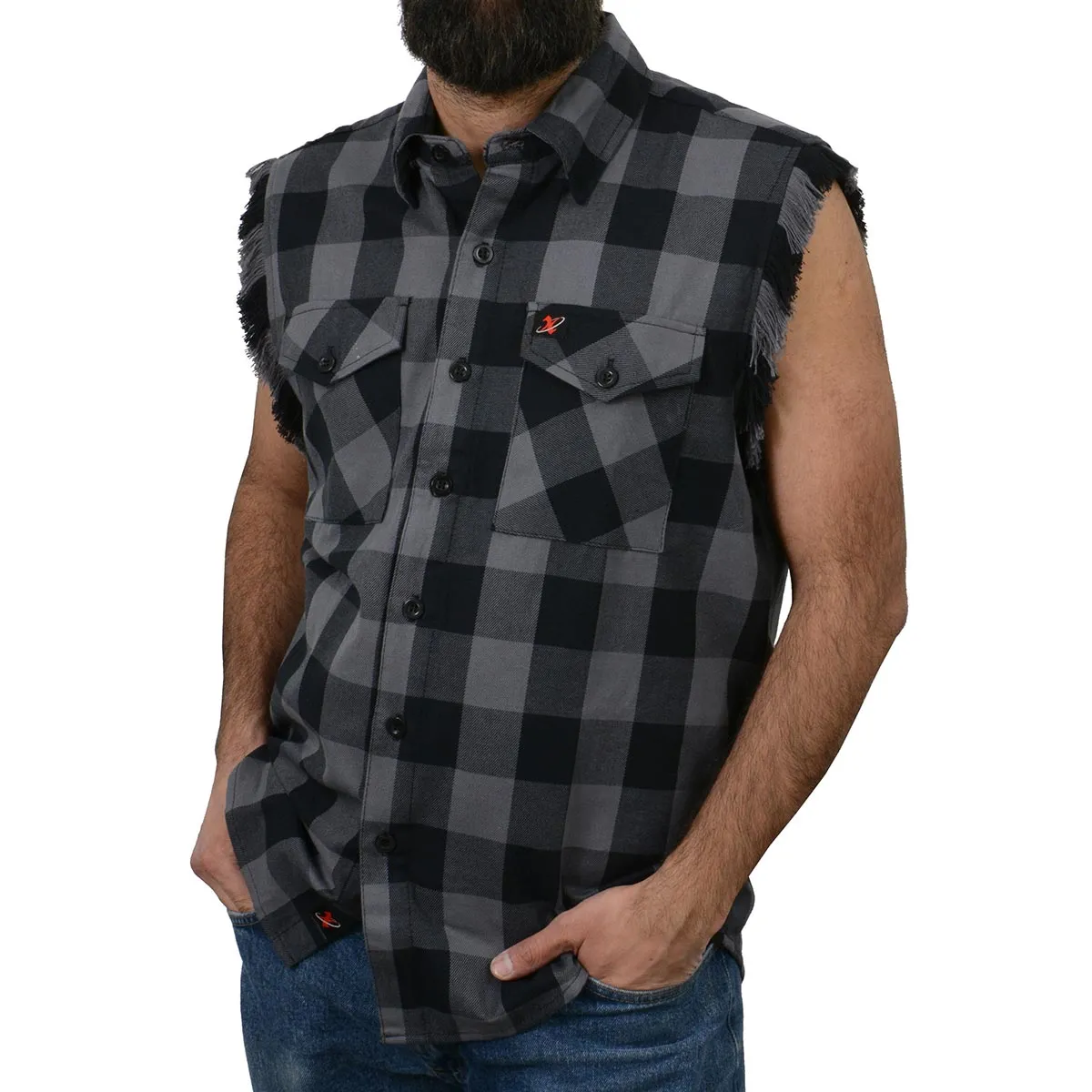 Milwaukee Leather MNG11689 Men’s Classic Black and Grey Button-Down