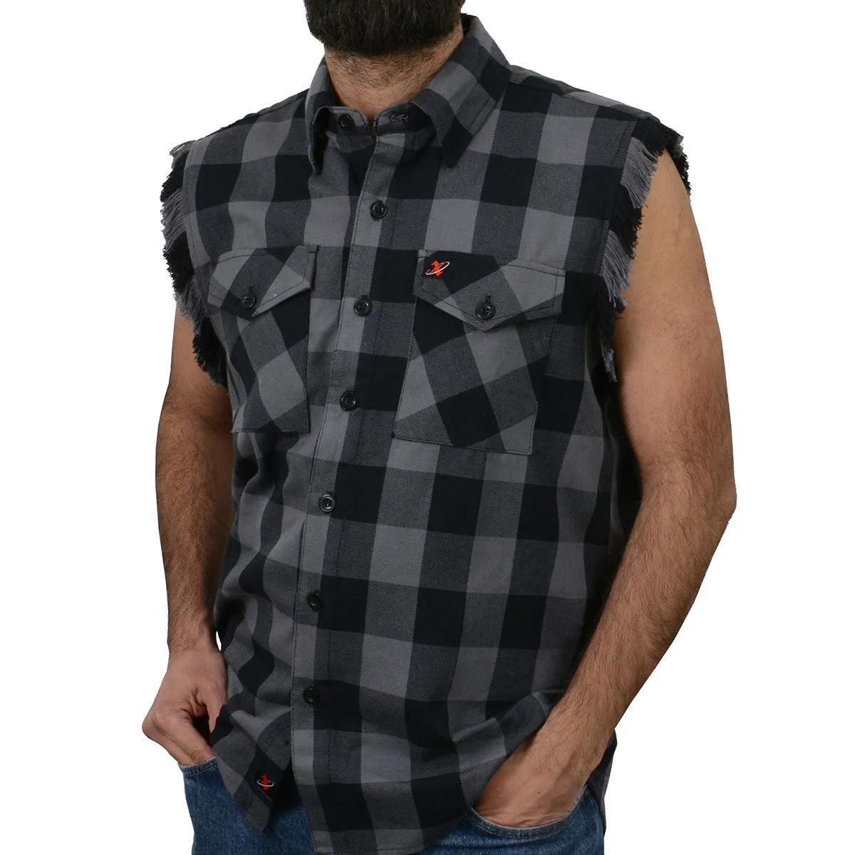 Milwaukee Leather MNG11689 Men’s Classic Black and Grey Button-Down