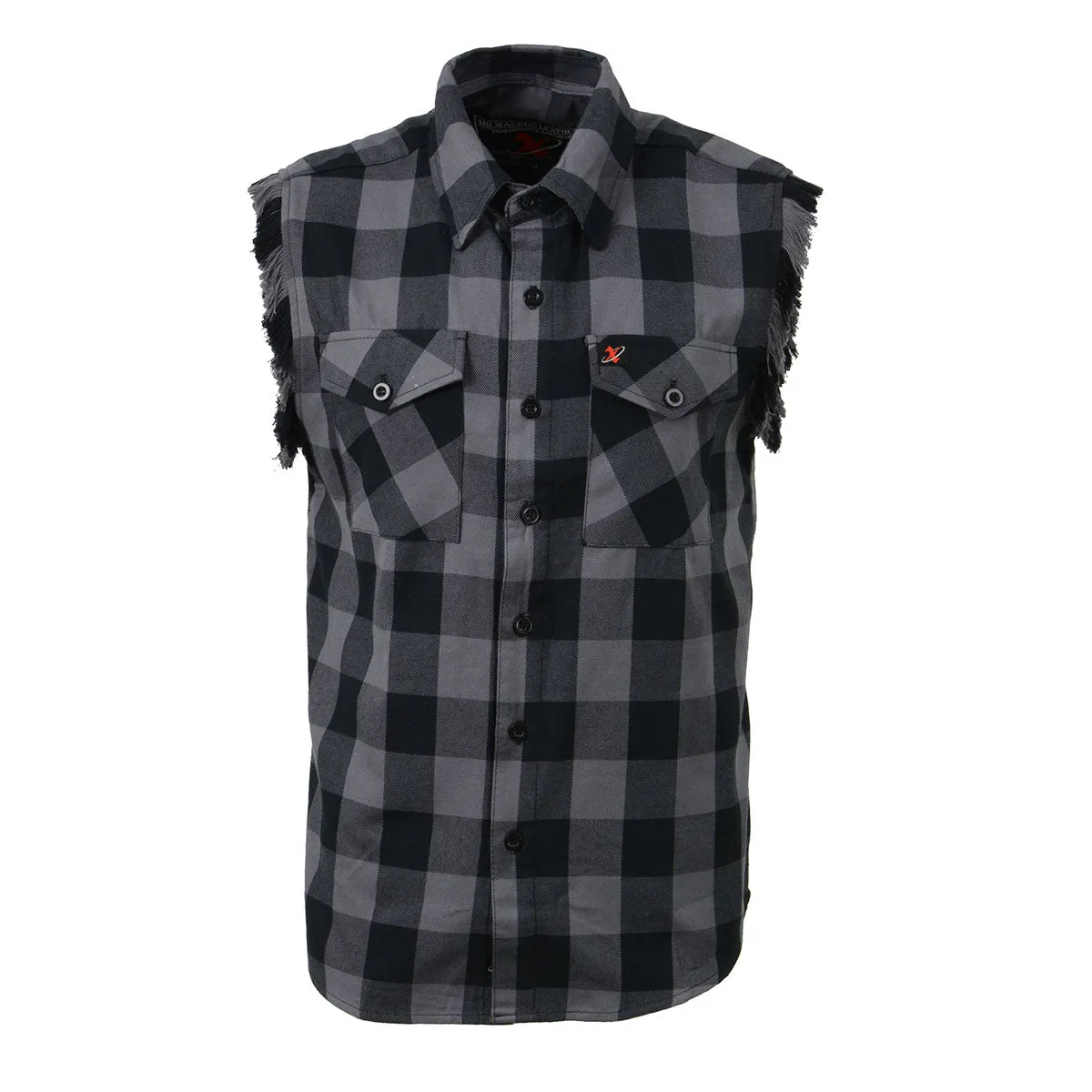 Milwaukee Leather MNG11689 Men’s Classic Black and Grey Button-Down