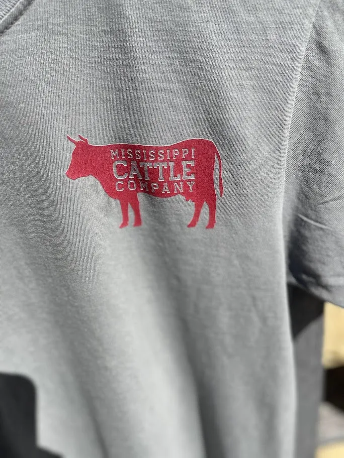 Mississippi Cattle Company MSCATTLESS-19 Grey Short Sleeve Comfort Color T-Shirt