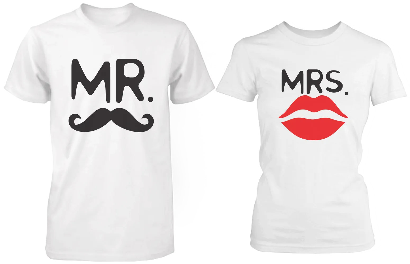 Mr. Mustache & Mrs. Lips Matching Couple Shirts (Set)