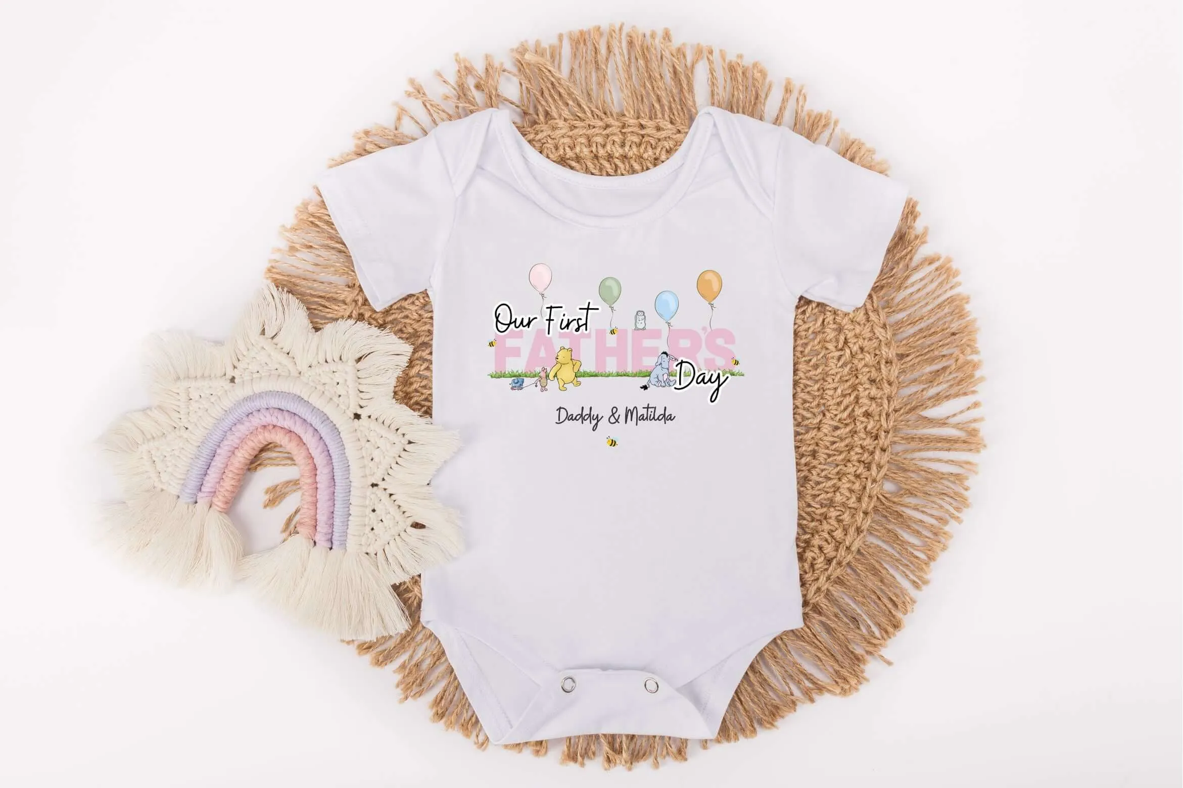 Our First Father's Day - Winnie the Pooh Baby Outfit (First Father's Day 1st Father's Day Daddy Dad Father's Day)