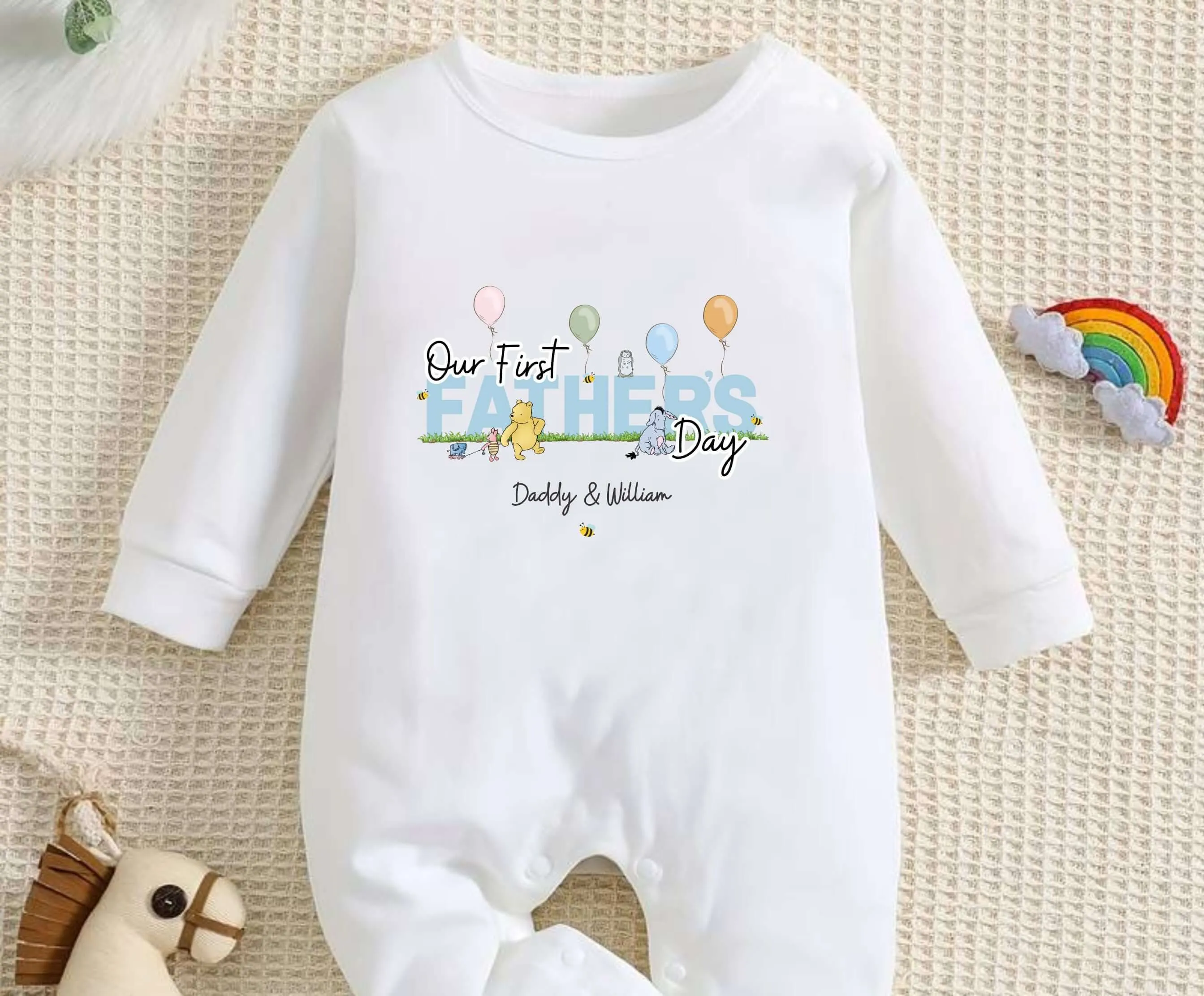 Our First Father's Day - Winnie the Pooh Baby Outfit (First Father's Day 1st Father's Day Daddy Dad Father's Day)