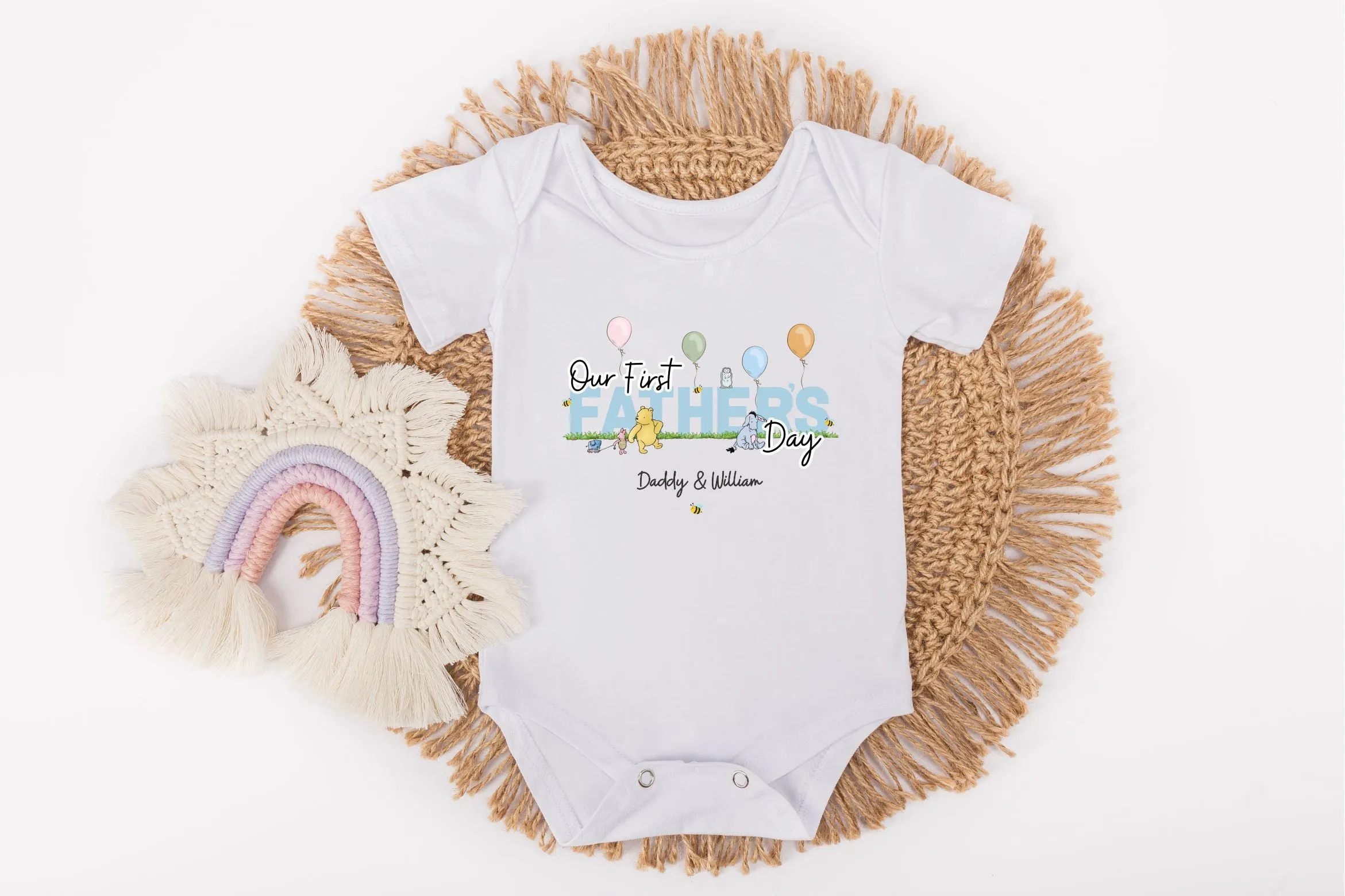 Our First Father's Day - Winnie the Pooh Baby Outfit (First Father's Day 1st Father's Day Daddy Dad Father's Day)