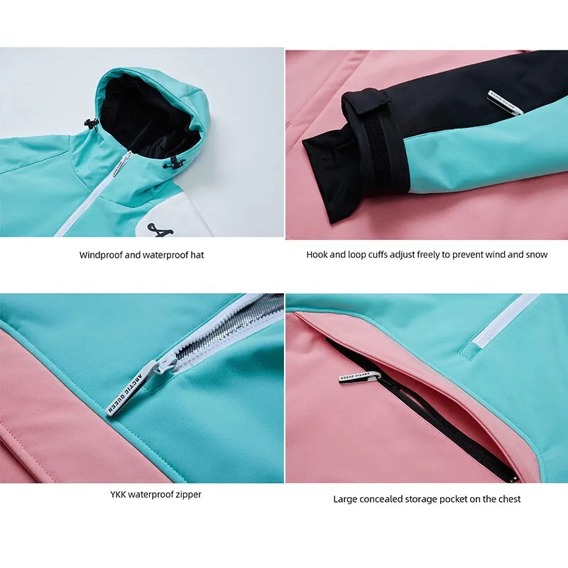 Outdoor Hood Snowboarding Jacket with Waterproof Zippers - SF0754