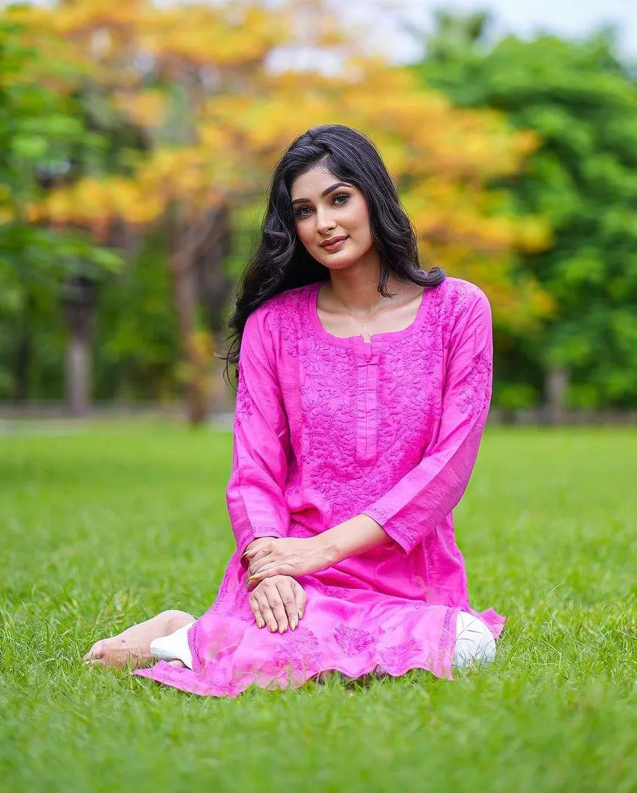 Pink Regal Radiance Chanderi Silk Kurti and Stretchable Pant Set