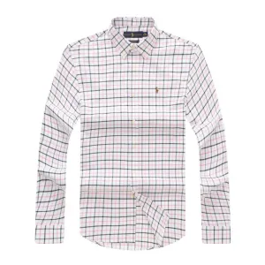 PRL Classic Fit Striped Oxford Shirt-Pink