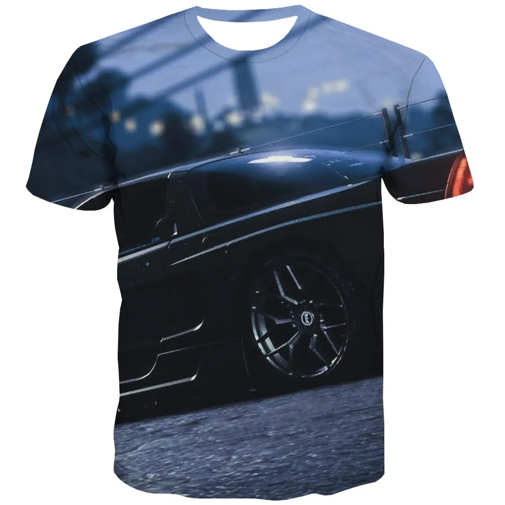 Racing Car T shirts Men Metal T-shirts Graphic City Tshirt Printed Gray T shirts Funny Retro Tshirt Anime