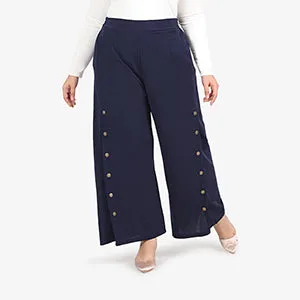 Ragdoll Button Palazzo Pants - Blue