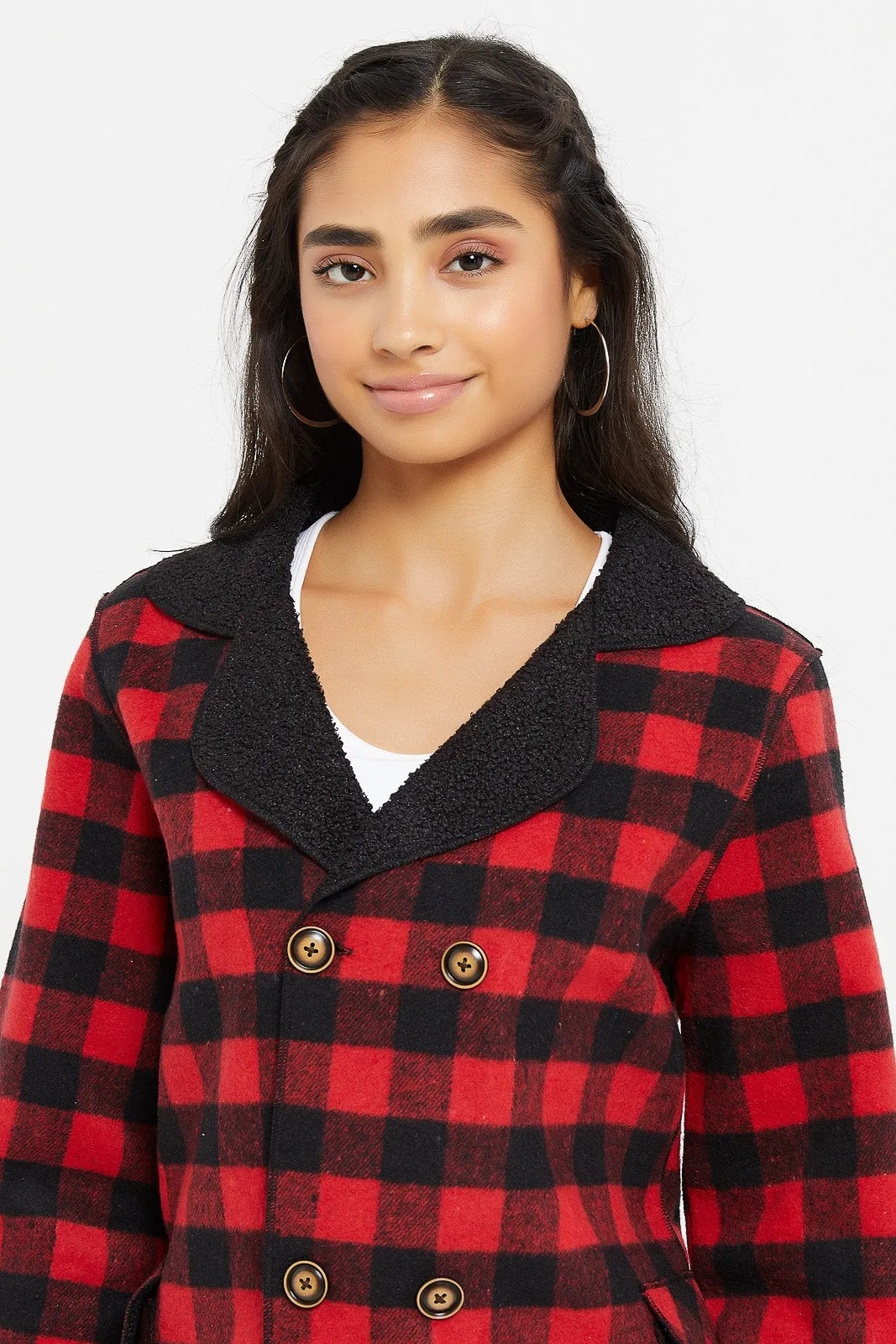 Senior Girls Red And Black Check Jacket