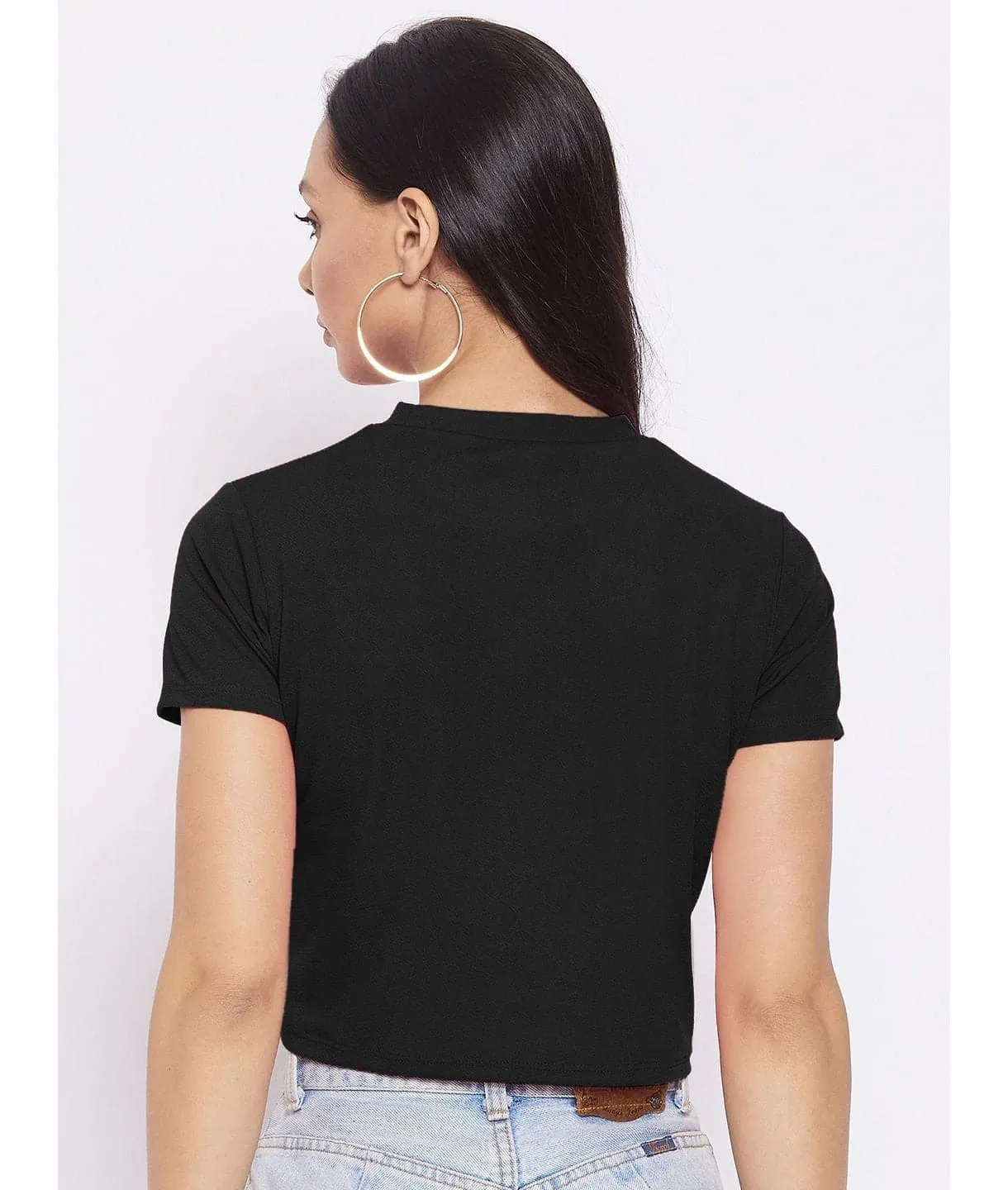 Solid Cotton Stretchable Crop Top