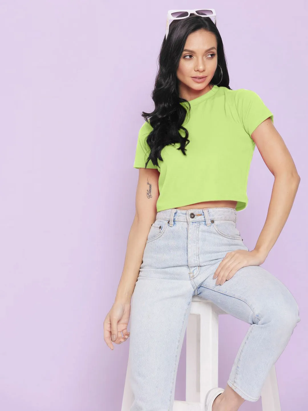 Solid Cotton Stretchable Crop Top