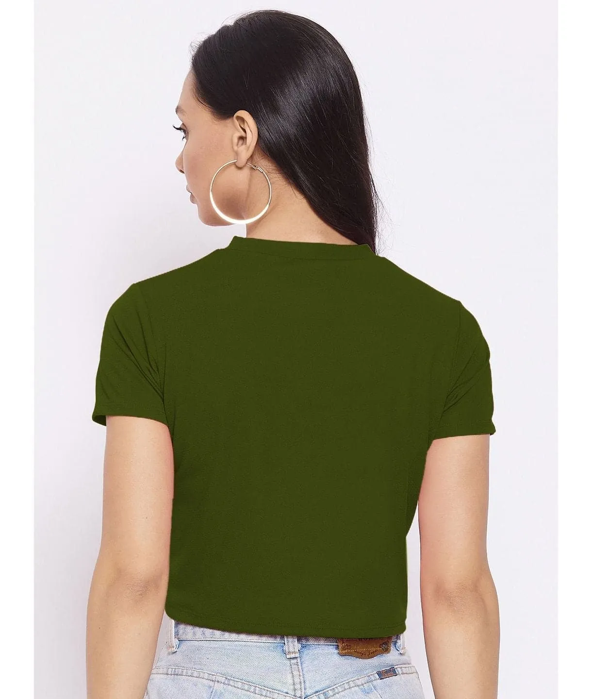 Solid Cotton Stretchable Crop Top