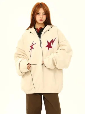 Star Print Oversized Anorak Jacket