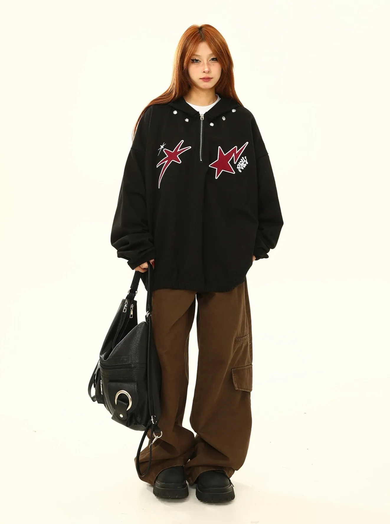 Star Print Oversized Anorak Jacket