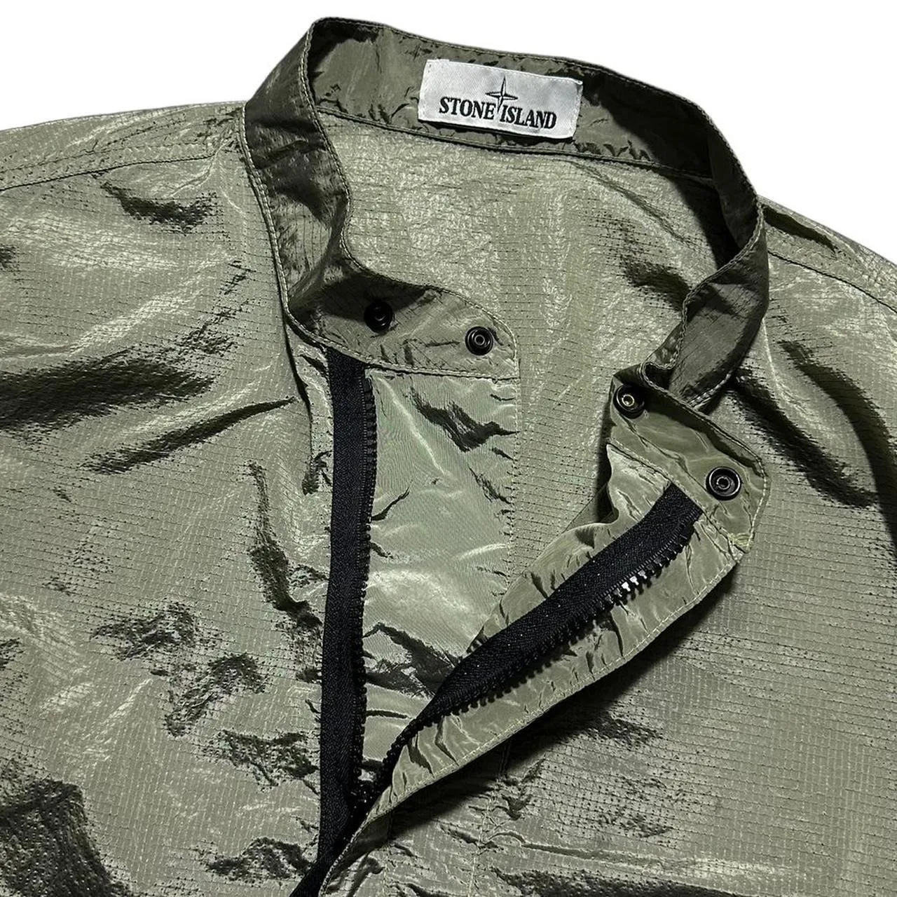 Stone Island Green Nylon Quarter Zip