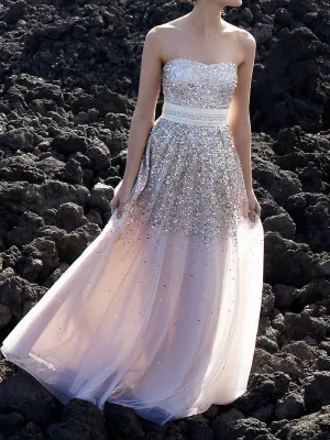 Strapless Sparkle Charming Shiny Affordable Casual Evening Prom Dresses Online,PD0187