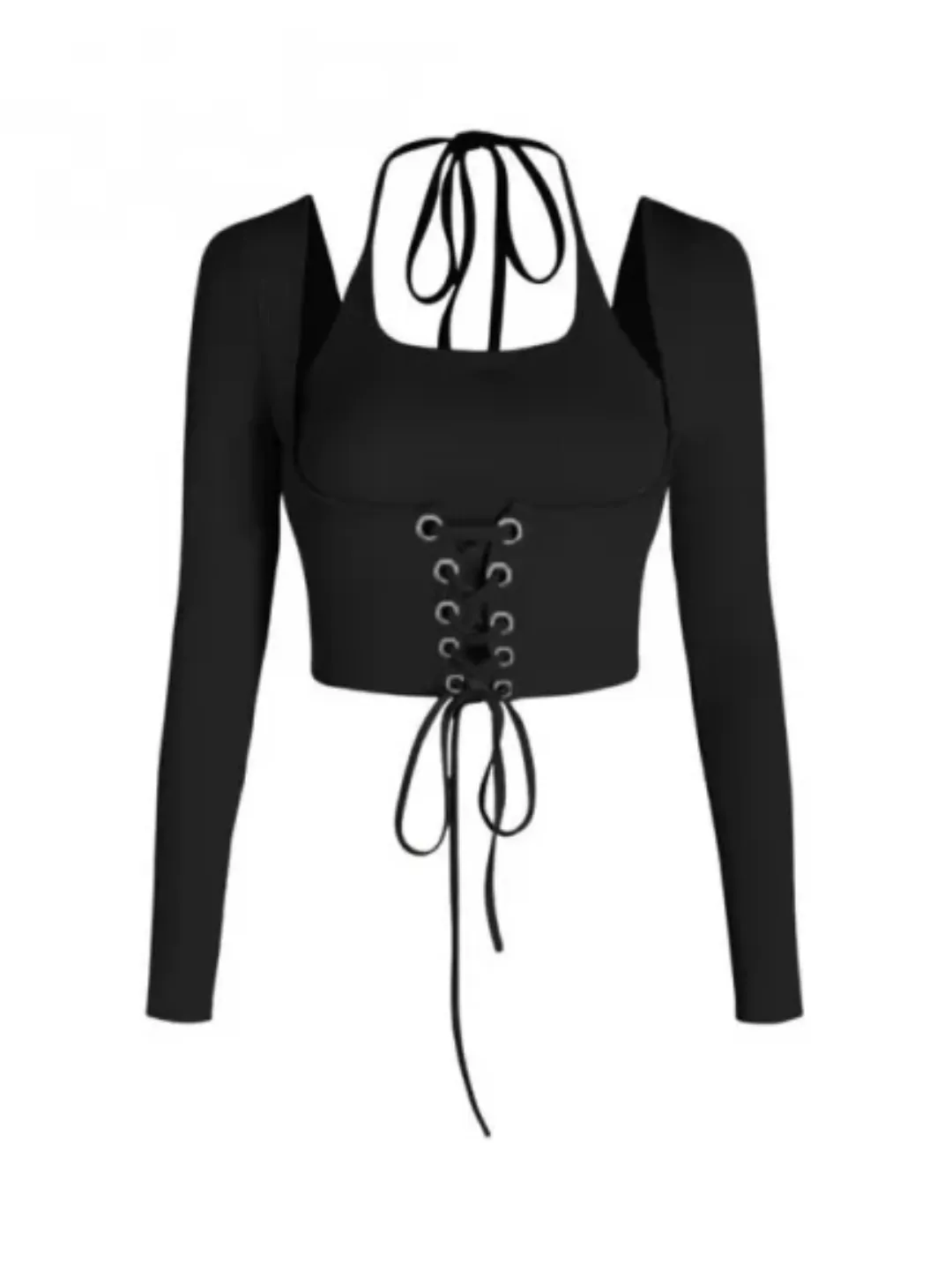 Stretchable Ribbed Eyelet Top