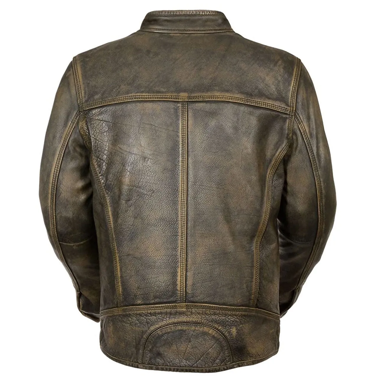 Stylish Genuine Biker Leather Jacket With Zipper Pocket