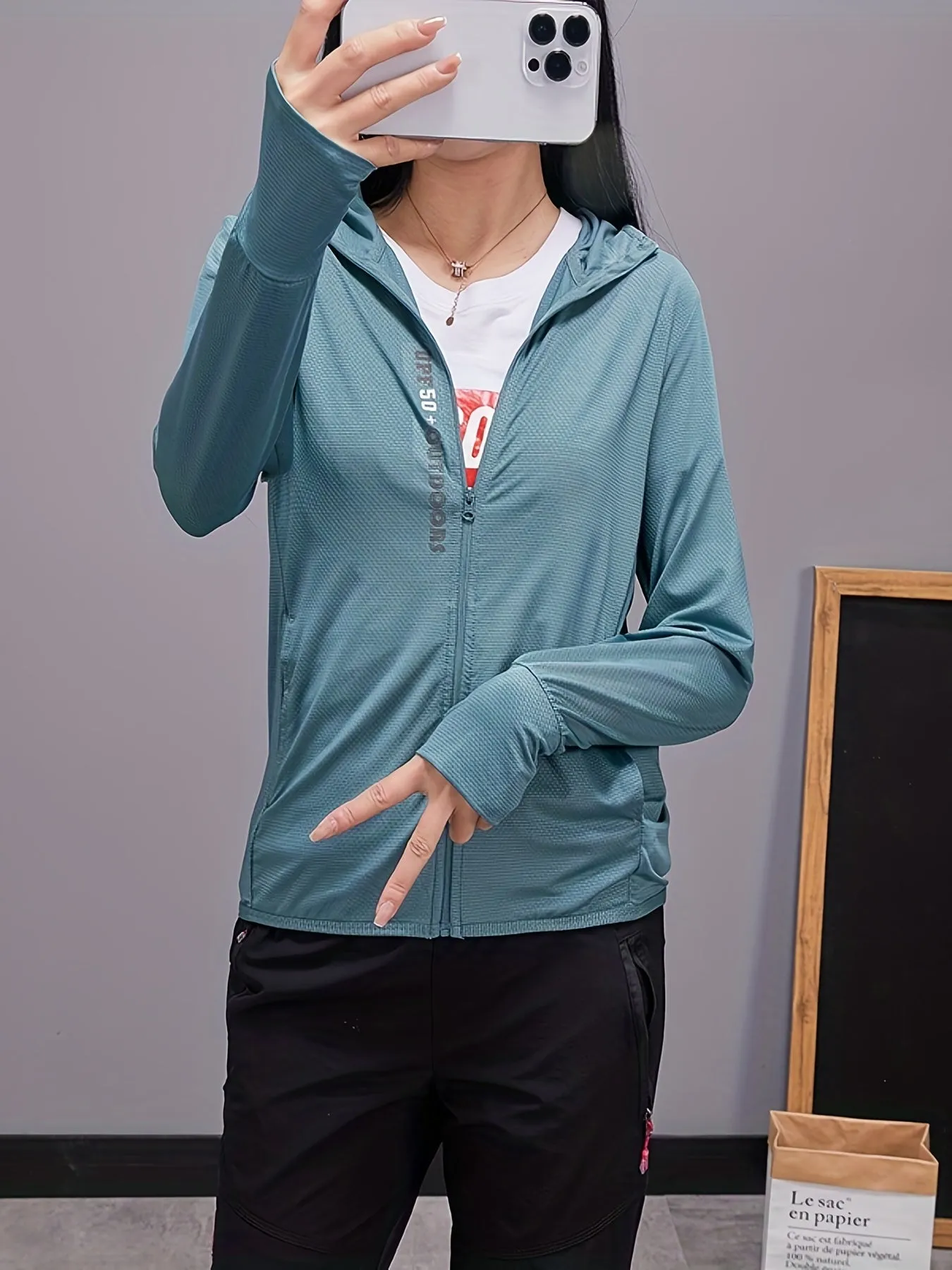 Summer Breeze Ice Silk Hooded Jacket for Women - Lightweight, Breathable, Quick-Drying, Water-Resistant, and Windproof Outdoor Running Jacket with Adjustable Hood and Hem - Perfect for Summer Sports, Fitness, and Outdoor Activities