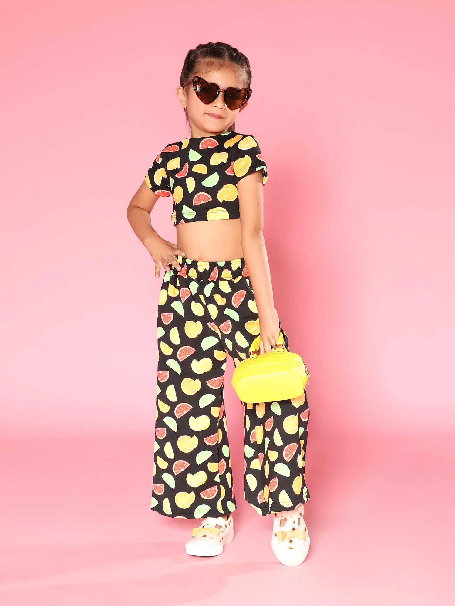 Sunny Delight: Fruit Print Two-Piece Set for Girls