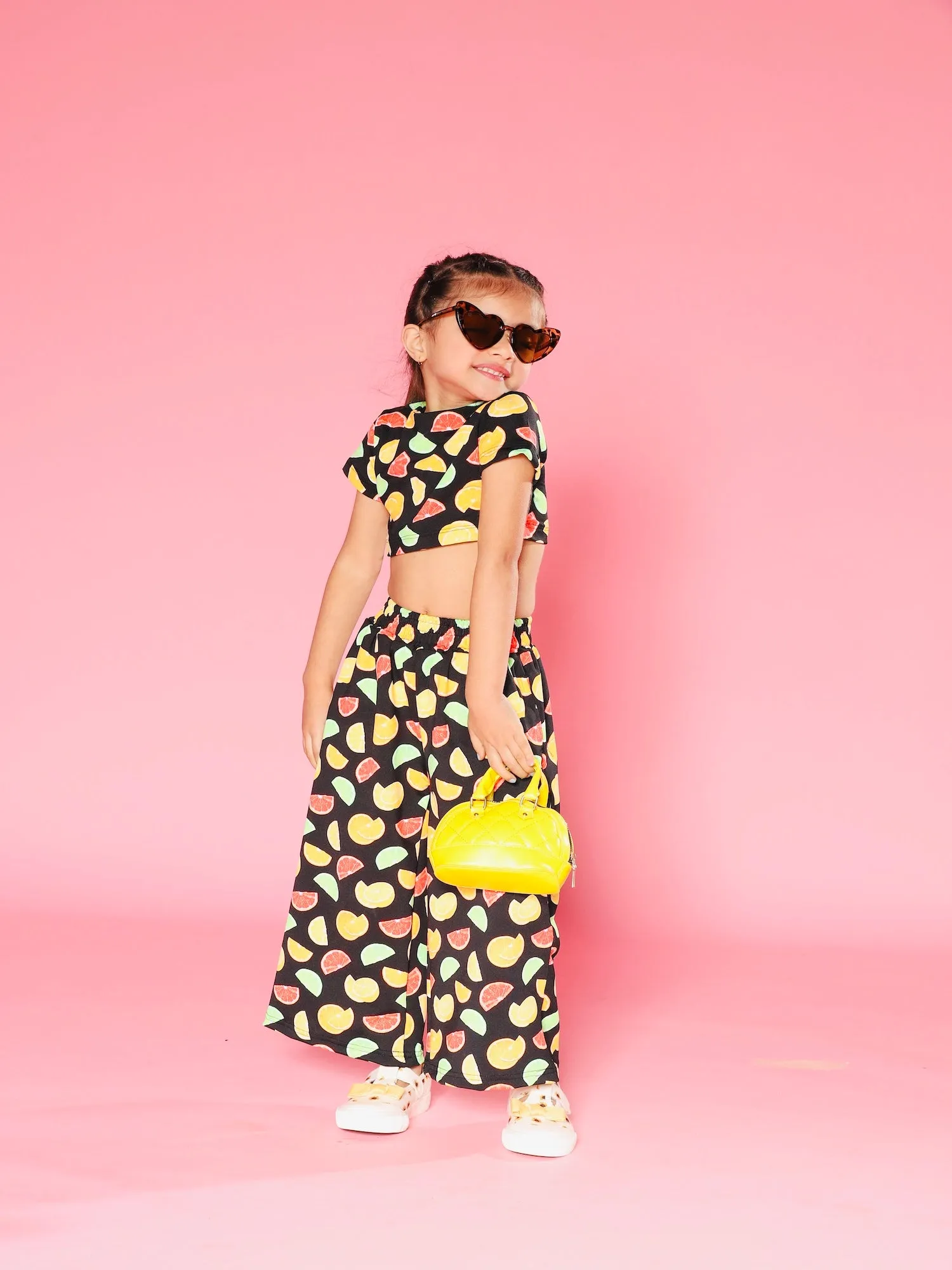 Sunny Delight: Fruit Print Two-Piece Set for Girls