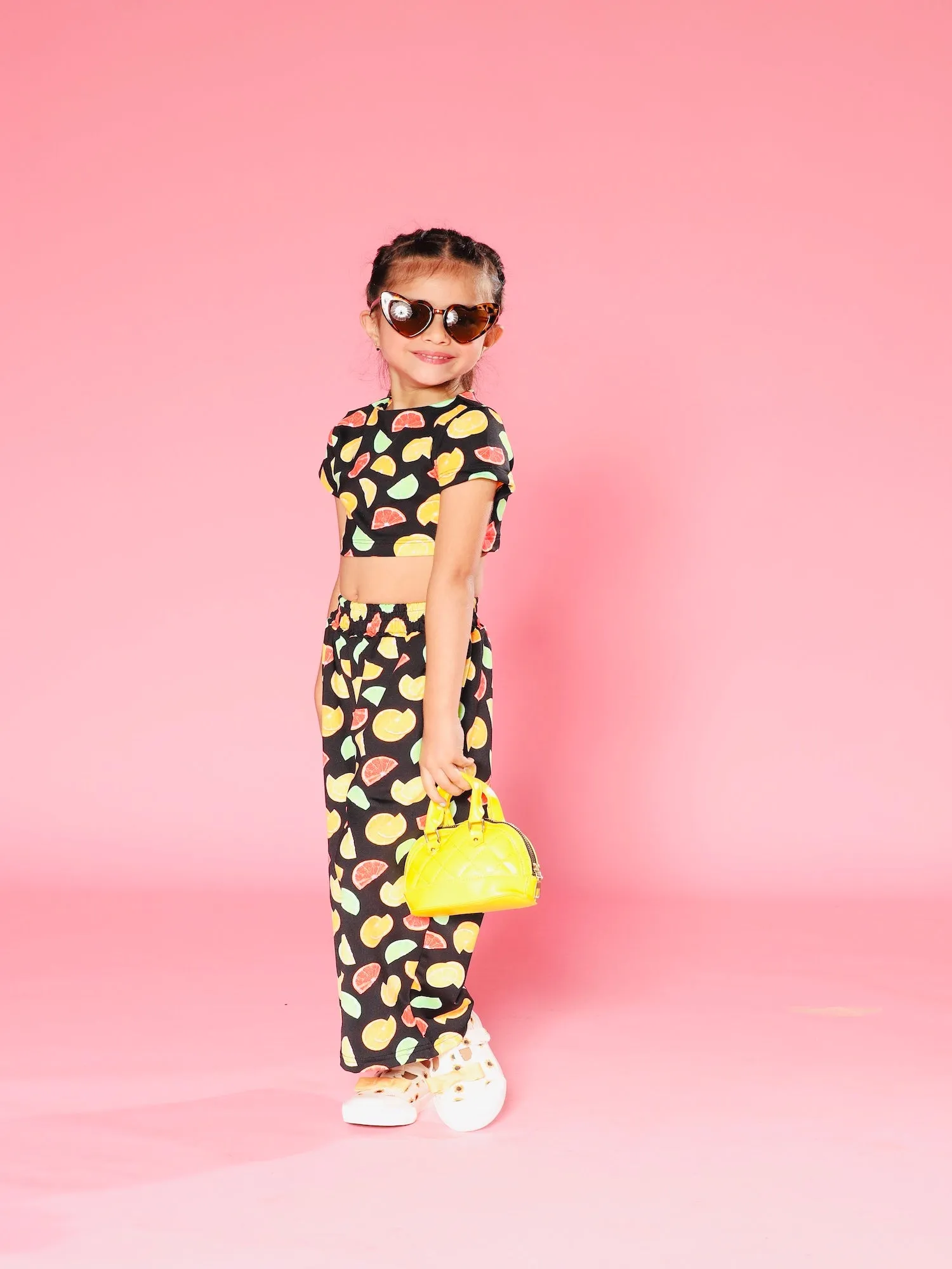 Sunny Delight: Fruit Print Two-Piece Set for Girls