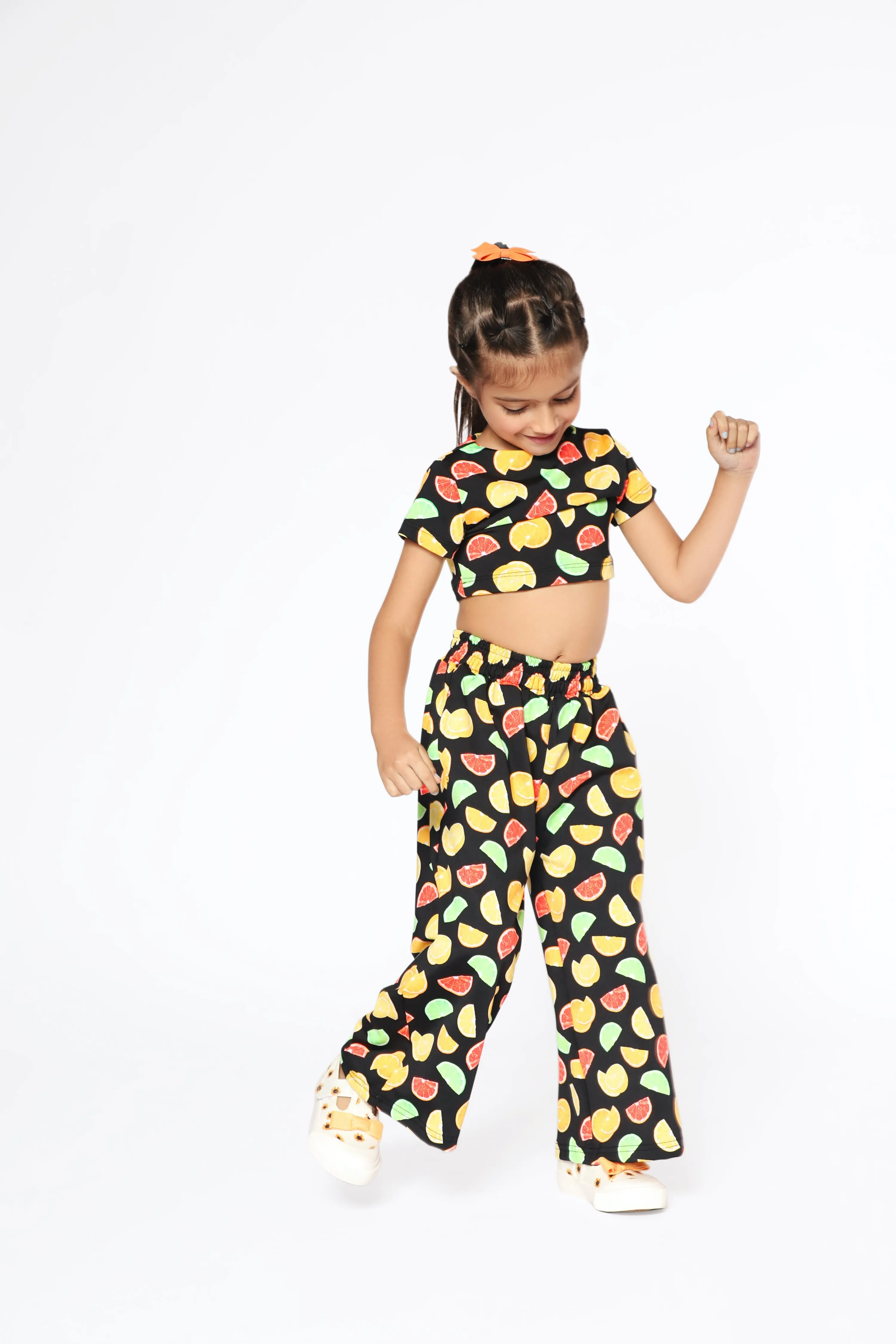 Sunny Delight: Fruit Print Two-Piece Set for Girls