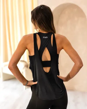 The Fusion Fitness Vest with Sports Bra in Black