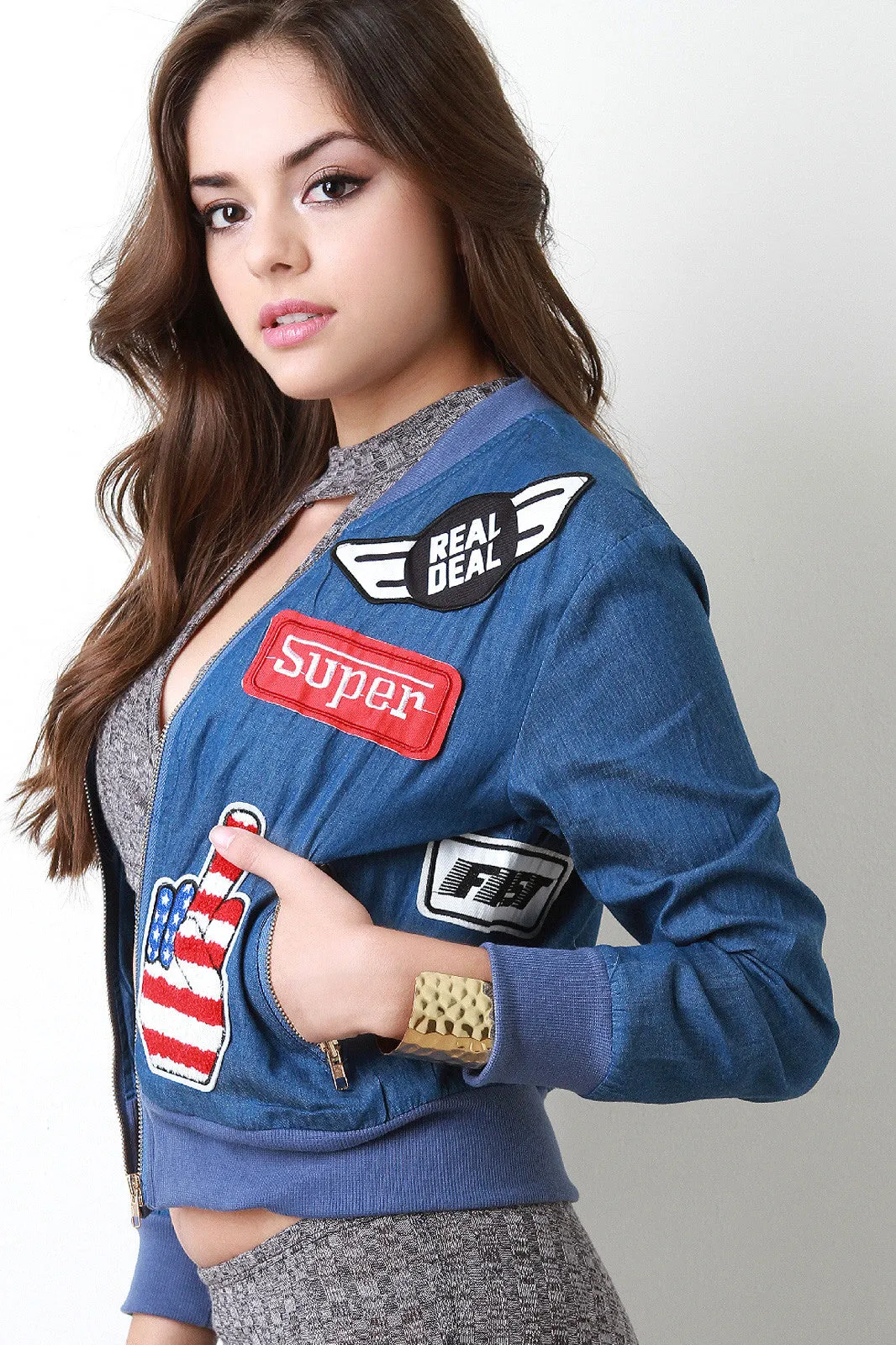 The Real Deal Racer Patch Bomber Jacket