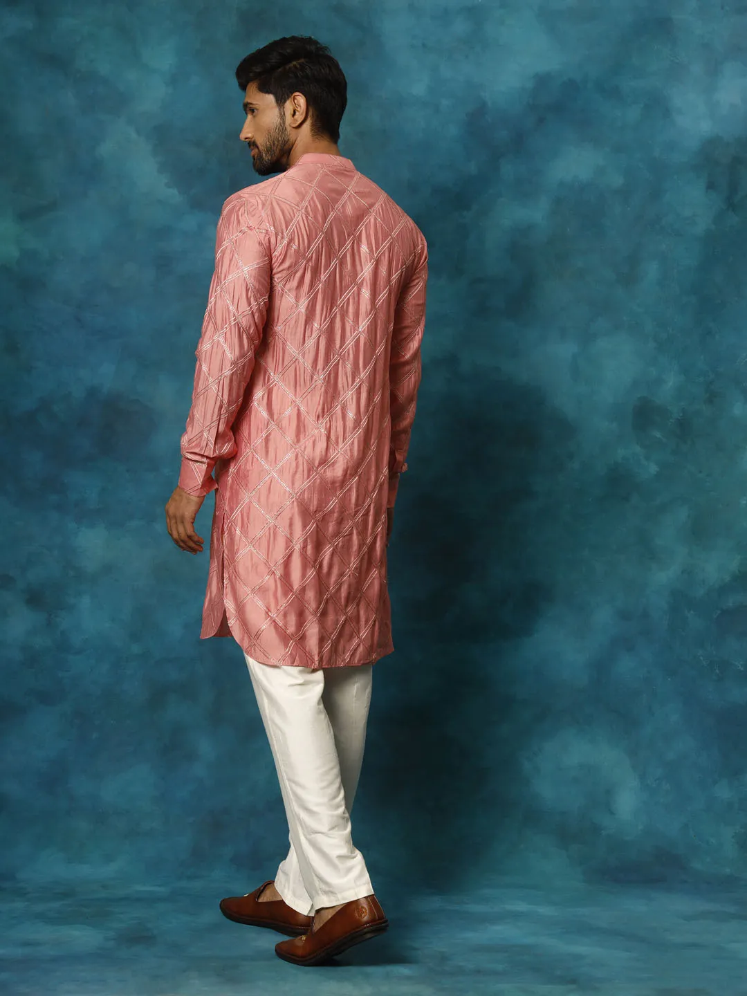 Vastramay Men's Chanderi Cotton Kurta Set