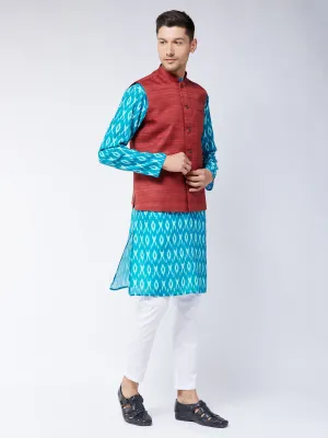 VASTRAMAY Men's Ikkat Kurta Pyjama Set