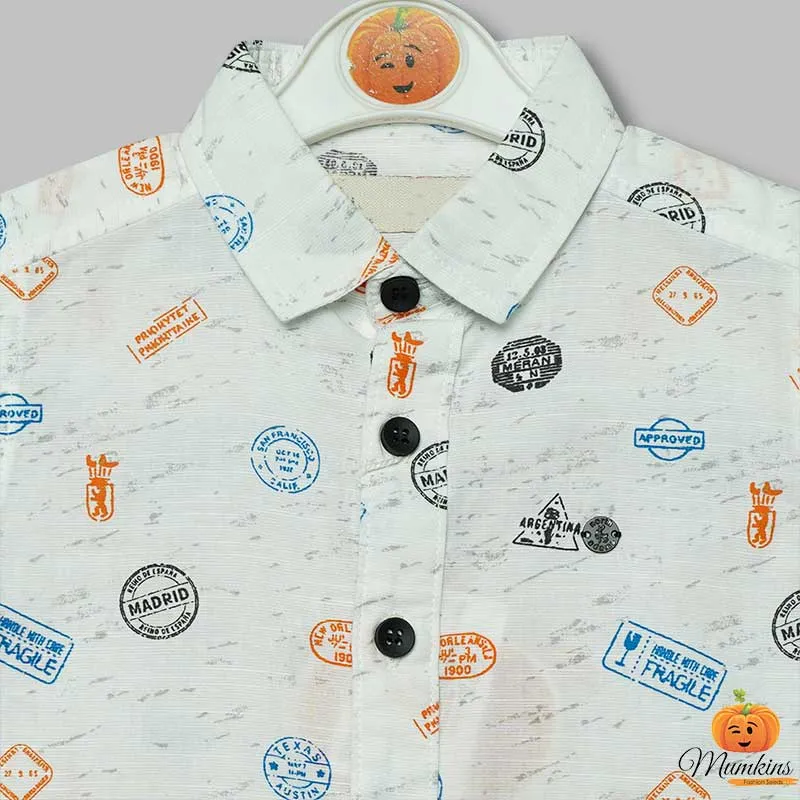 White Funky Print Shirts for Boys