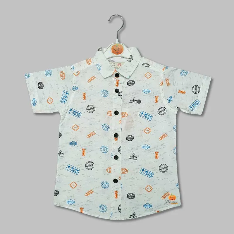 White Funky Print Shirts for Boys