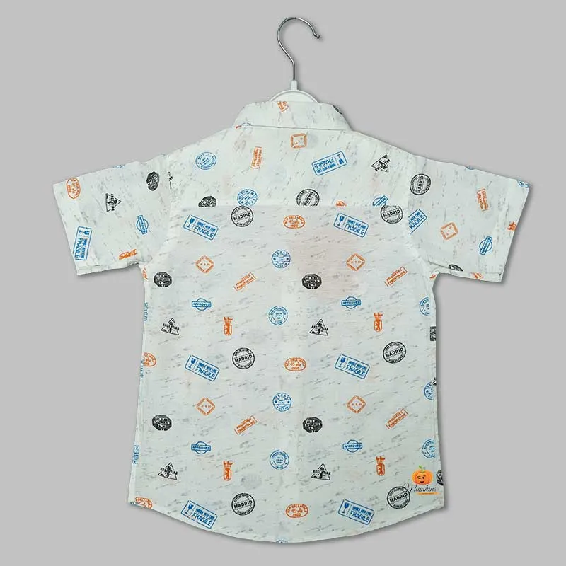 White Funky Print Shirts for Boys