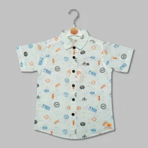 White Funky Print Shirts for Boys