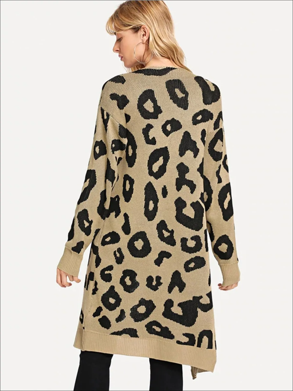 Women's Over-Sized Leopard Print Open Front Cardigan