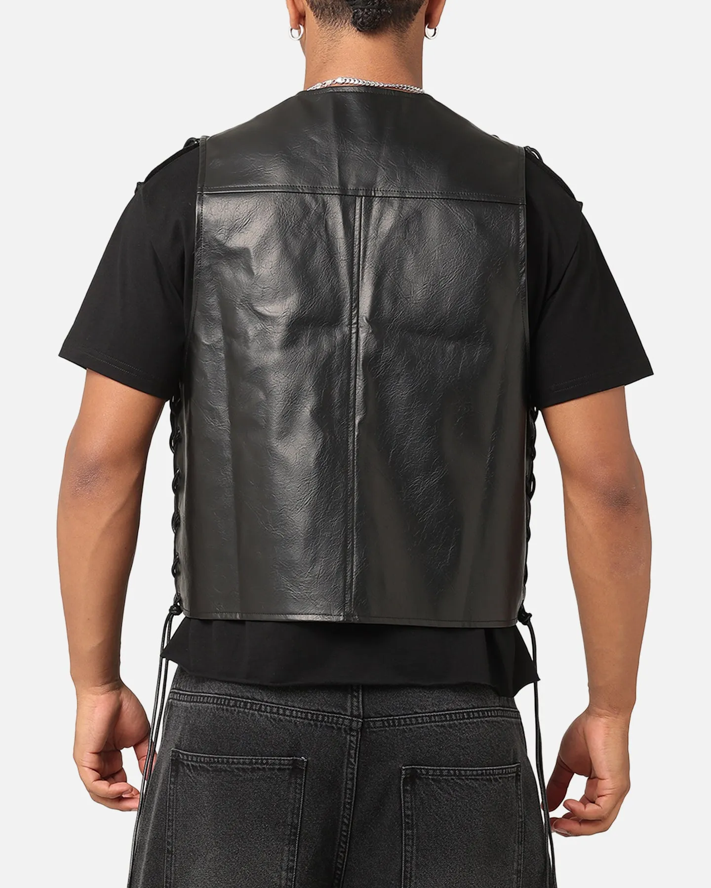 XXIII Tied Up PU Leather Vest Black